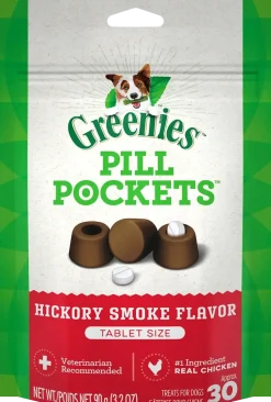 Greenies Tablet Pill Pockets Dog Treats Hickory Smoke 3.2-oz 30 Count