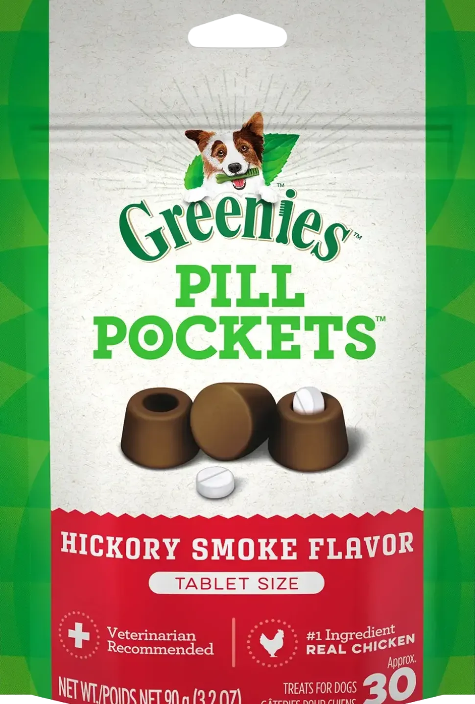 Greenies Tablet Pill Pockets Dog Treats Hickory Smoke 3.2-oz 30 Count