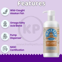 Grizzly Hip & Joint Support Liquid Supplement for Dogs & Cats 16-oz
