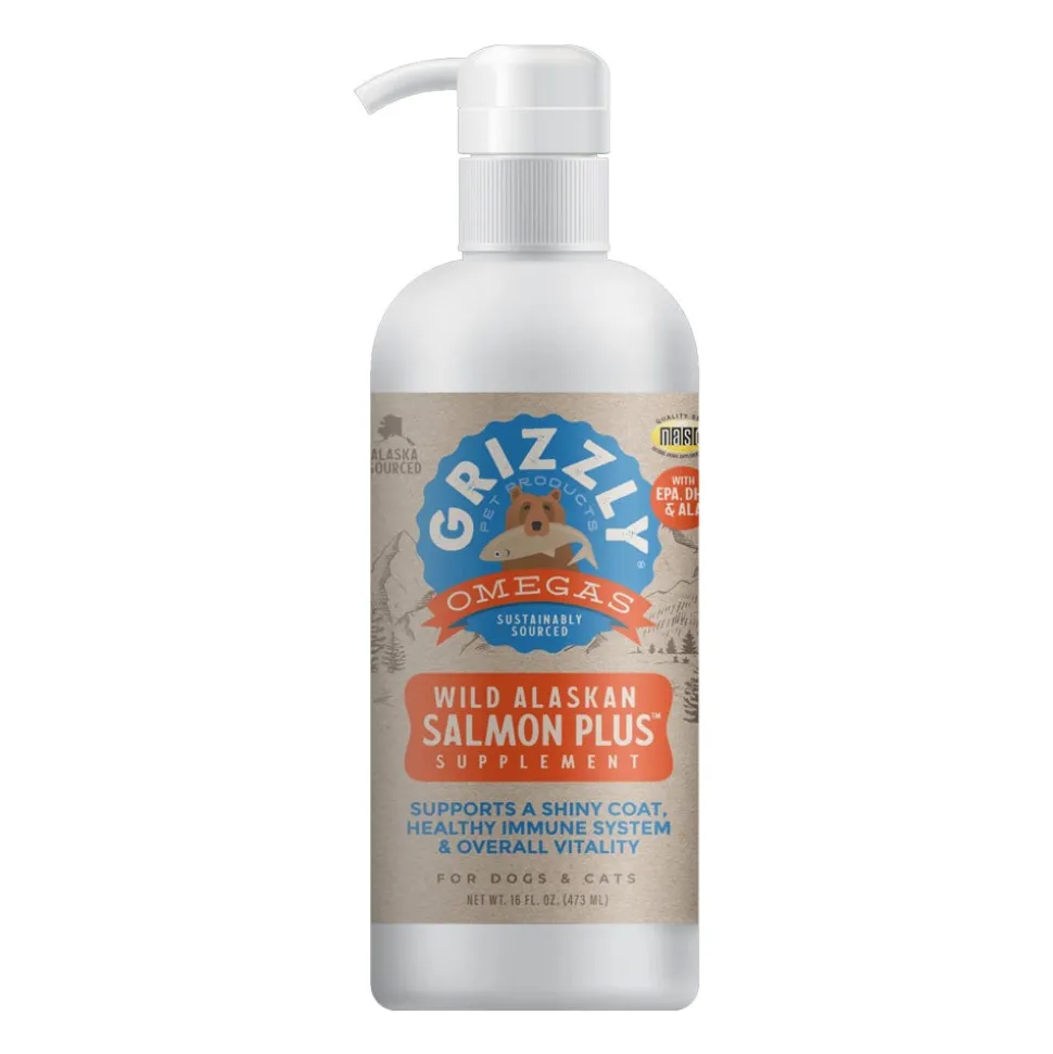 Grizzly Wild Alaskan Salmon Oil Plus Food Supplement for Dogs & Cats 16-oz
