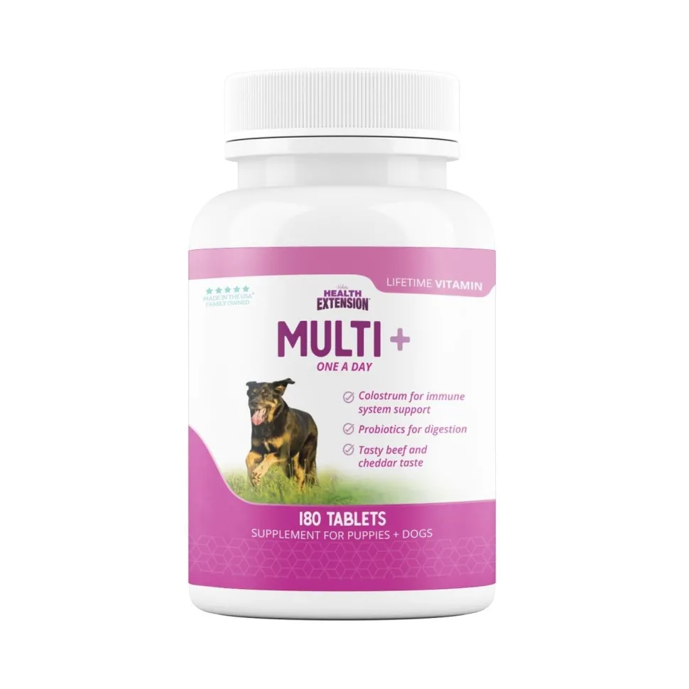 Health Extension Multi + Lifetime Vitamins Chewable Dog Tablets 180 Count
