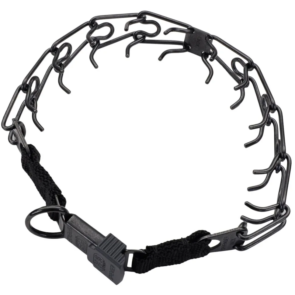 Herm Sprenger Ultra-Plus Black Stainless Dog Prong Training Collar with ClicLock 14-in Neck 2.25-mm Wide