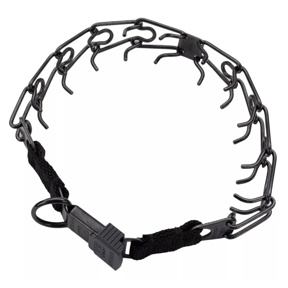 Herm Sprenger Ultra-Plus Black Stainless Dog Prong Training Collar with ClicLock 18-in Neck 3.25-mm Wide