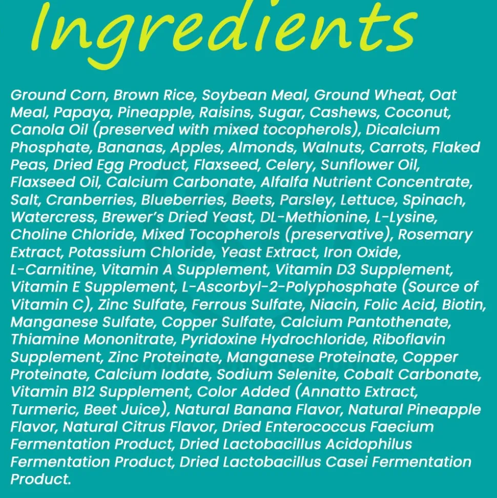 Higgins inTune Harmony Conure & Cockatiel Bird Food 2-lb