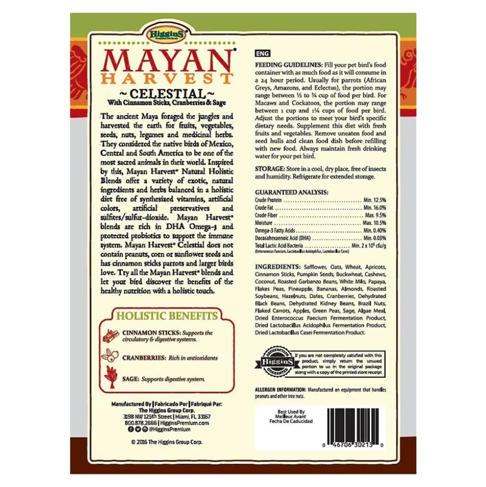 Higgins Mayan Harvest Celestial Blend Parrot & Eclectus Bird Food 3-lb