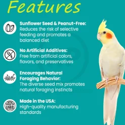 Higgins Safflower Gold Natural Blend Conure & Cockatiel Bird Food 3-lb