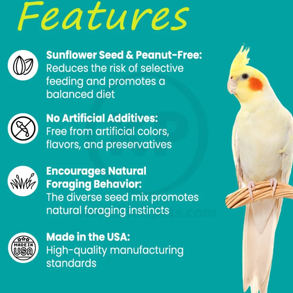 Higgins Safflower Gold Natural Blend Conure & Cockatiel Bird Food 3-lb