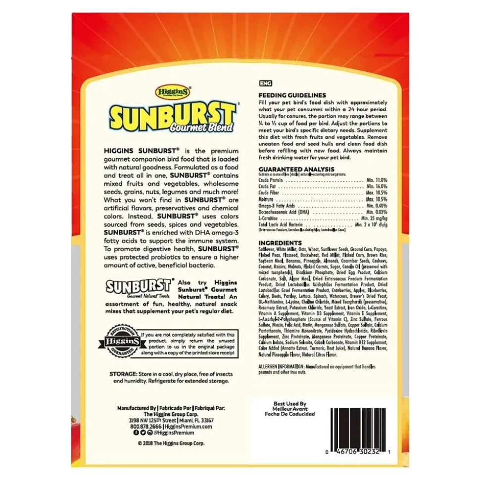 Higgins Sunburst Gourmet Blend Conure Bird Food 3-lb