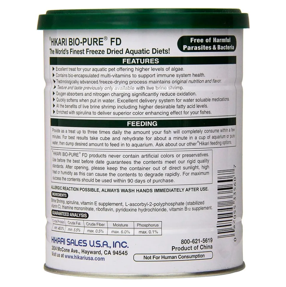 Hikari USA Bio-Pure Spirulina Brine Shrimp Freeze Dried Fish Food 1.76-oz