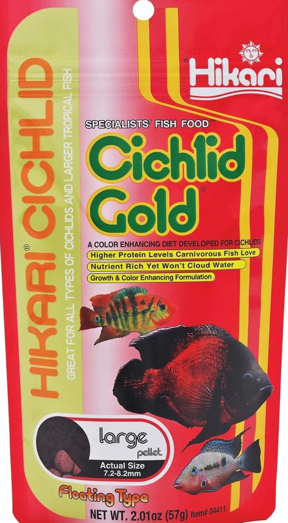 Hikari USA Cichlid Gold Floating Large Pellets Fish Food 2-oz