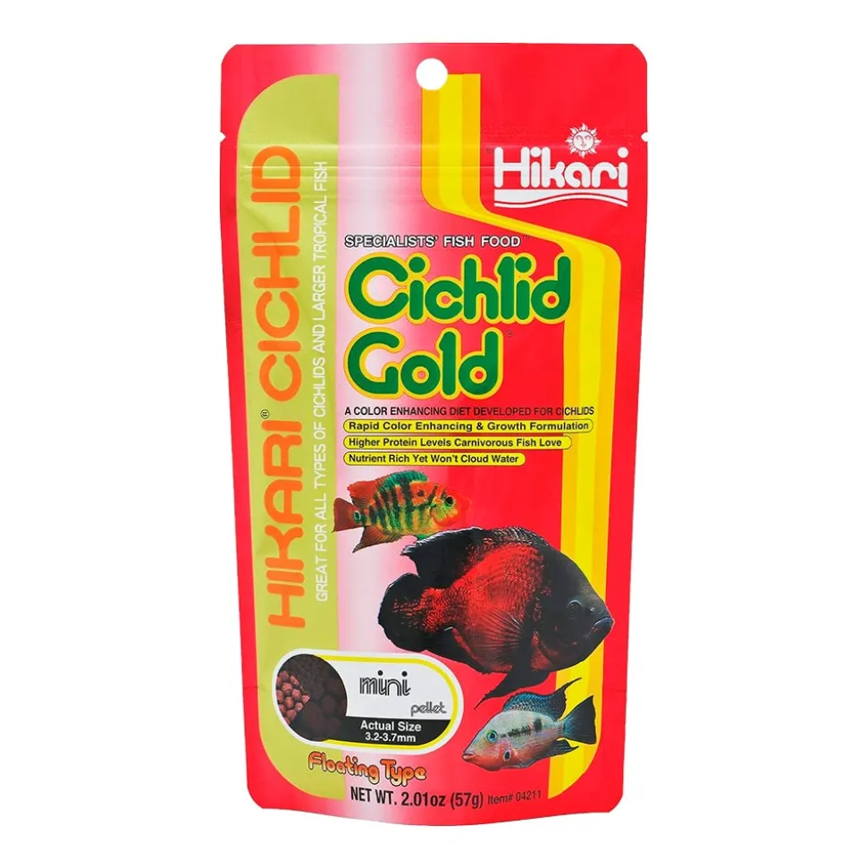 Hikari USA Cichlid Gold Floating Mini Pellets Fish Food 2.01-oz