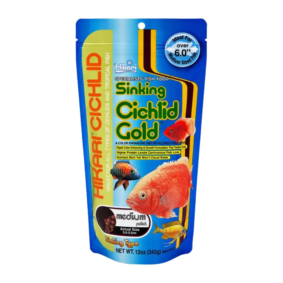 Hikari USA Cichlid Gold Sinking Medium Pellets Fish Food 12-oz