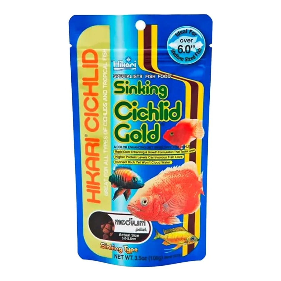 Hikari USA Cichlid Gold Sinking Medium Pellets Fish Food 3.5-oz