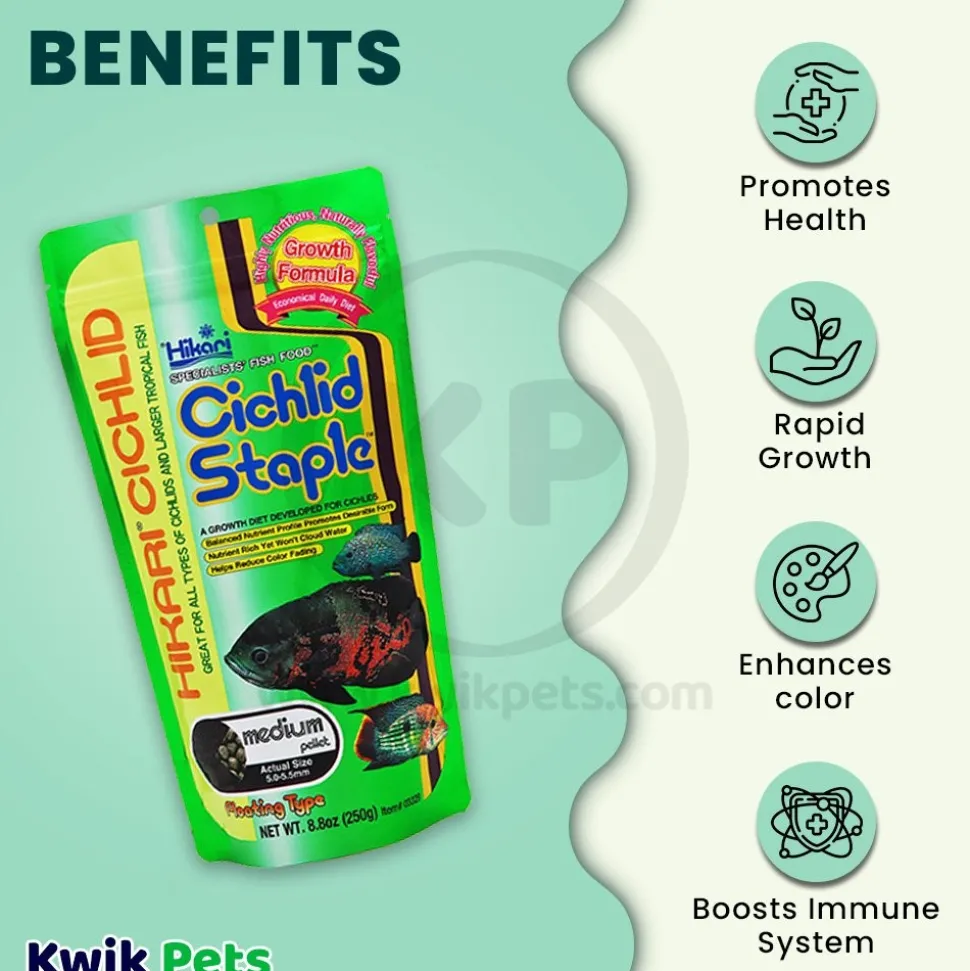 Hikari USA Cichlid Staple Floating Medium Pellets Fish Food 8.8-oz