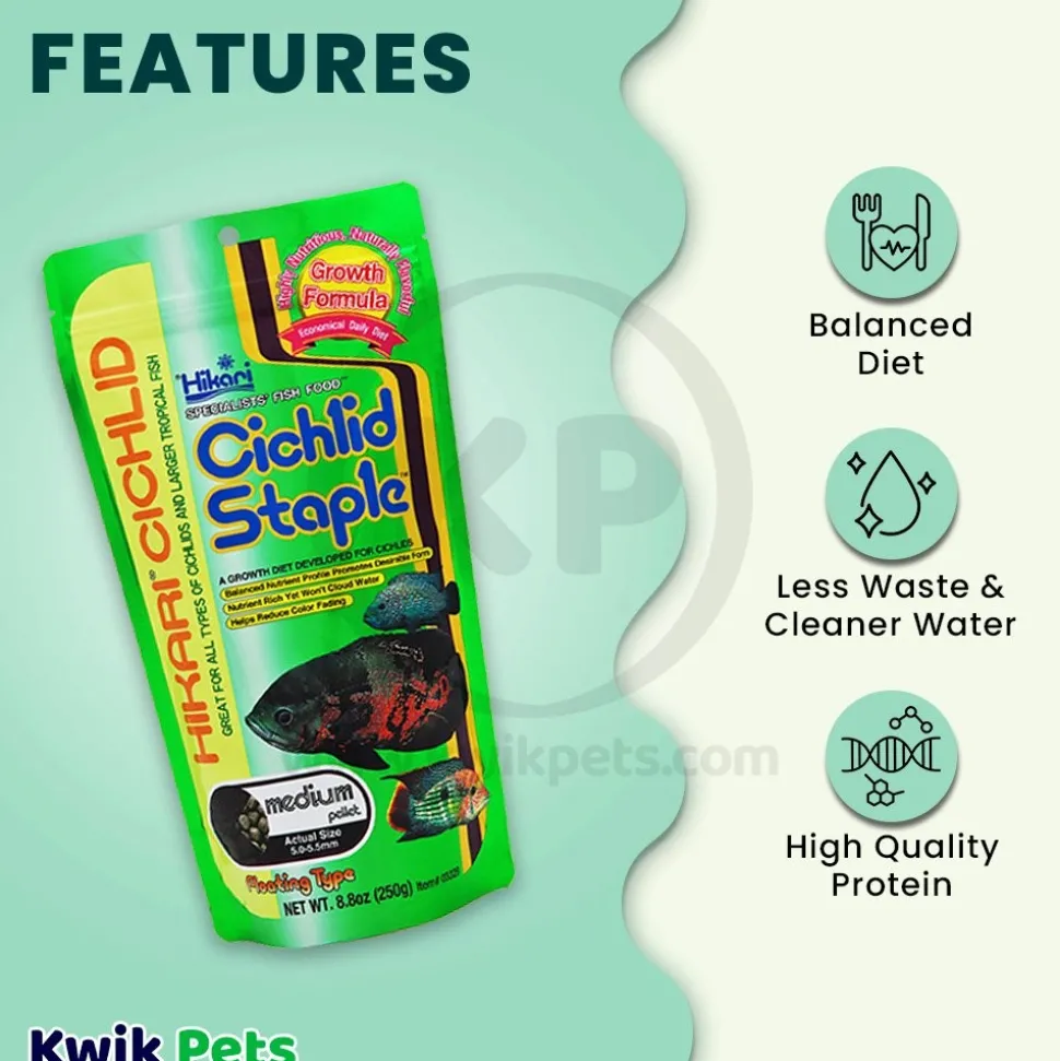 Hikari USA Cichlid Staple Floating Medium Pellets Fish Food 8.8-oz