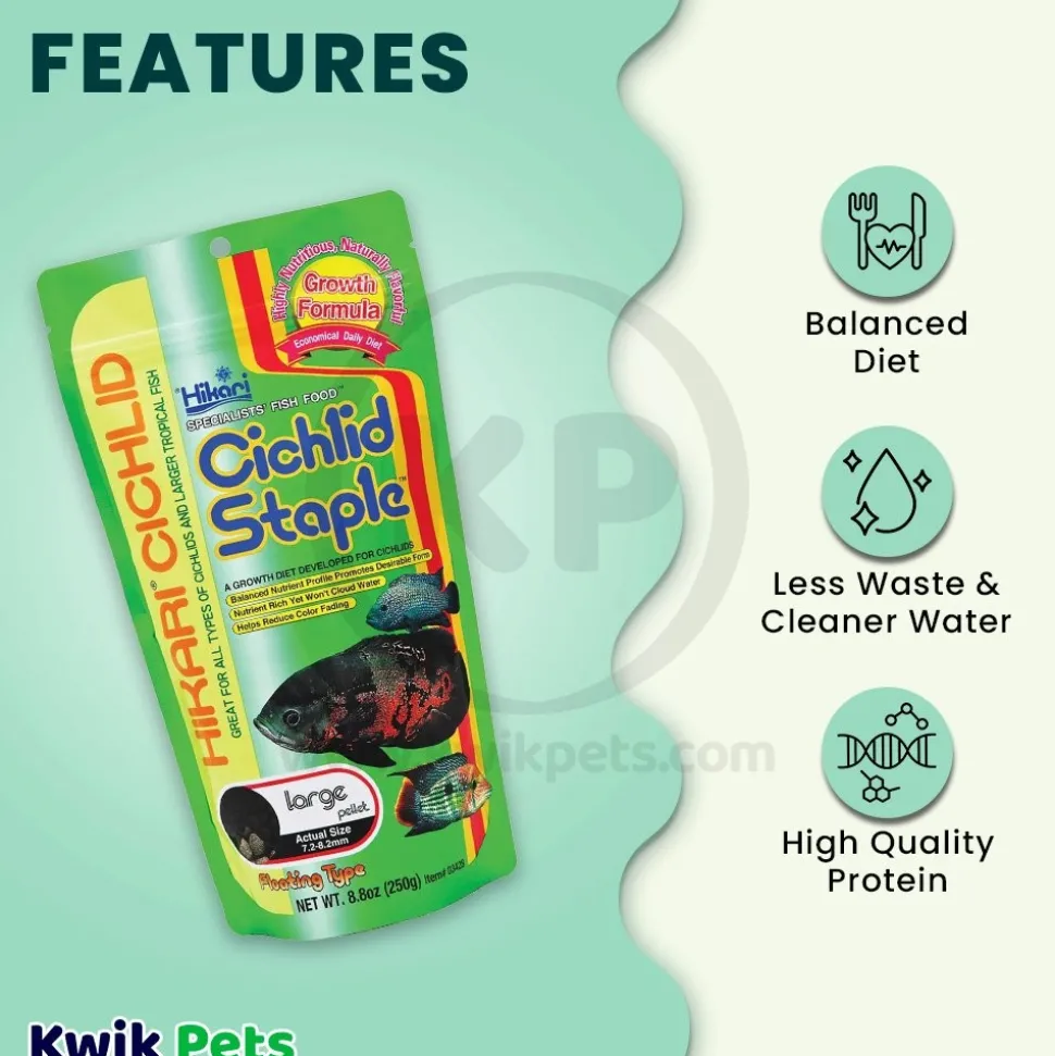 Hikari USA Cichlid Staple Floating Large Pellets Fish Food 8.8-oz
