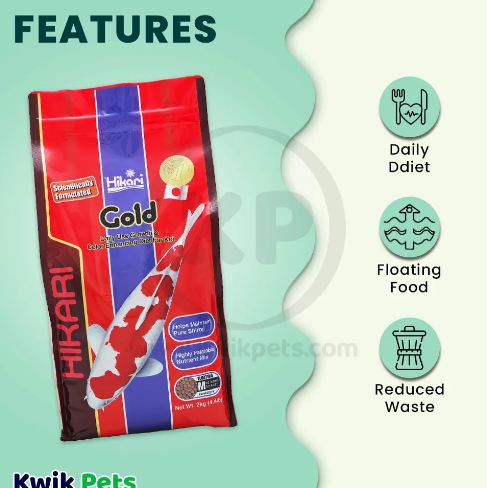 Hikari USA Gold Color Enhancing Floating Medium Pellets Fish Food for Koi & Pond Fishes 4.4-lb