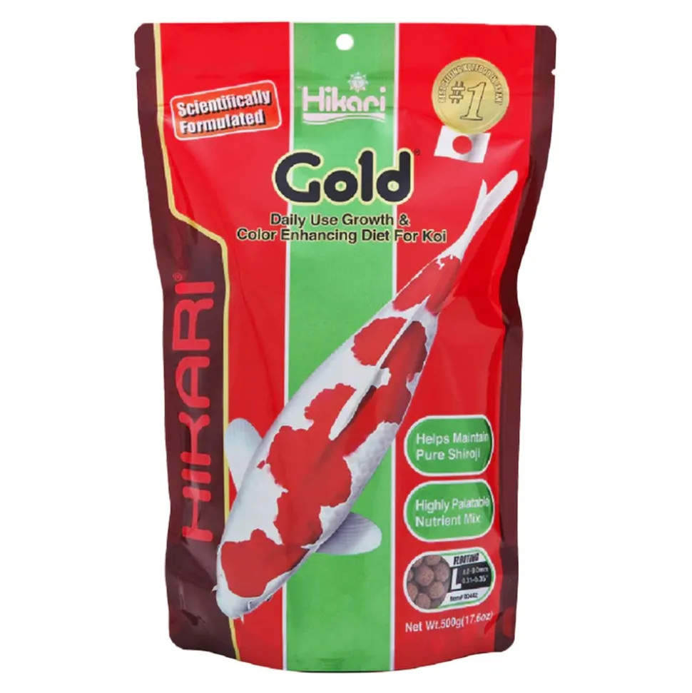 Hikari USA Gold Color Enhancing Floating Large Pellet Fish Food for Koi and Pond Fishes 17.6-oz