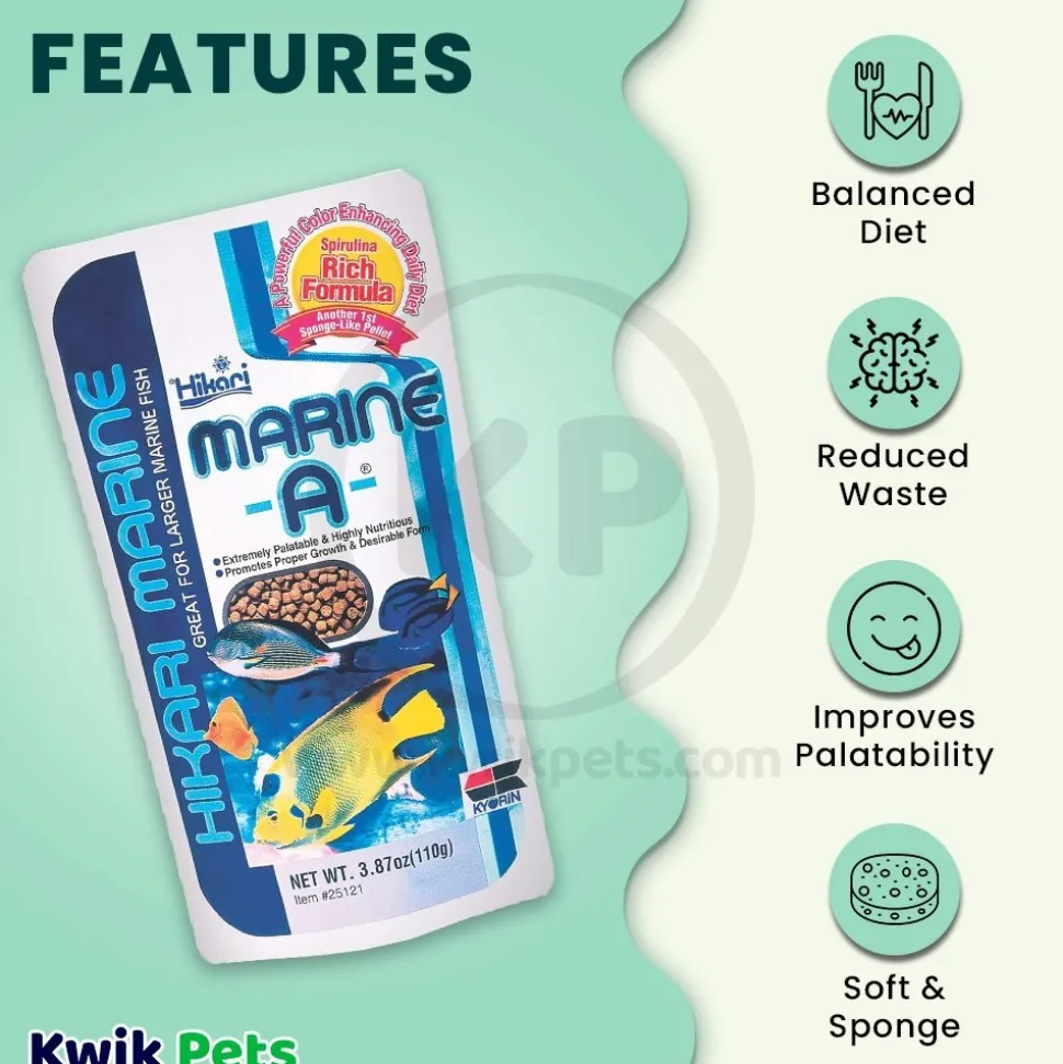 Hikari USA Marine A Pellets Slow Sinking Fish Food 3.87-oz