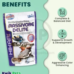 Hikari USA Massivore Delite Carnivore Pellets Fish Food Large 13.4-oz
