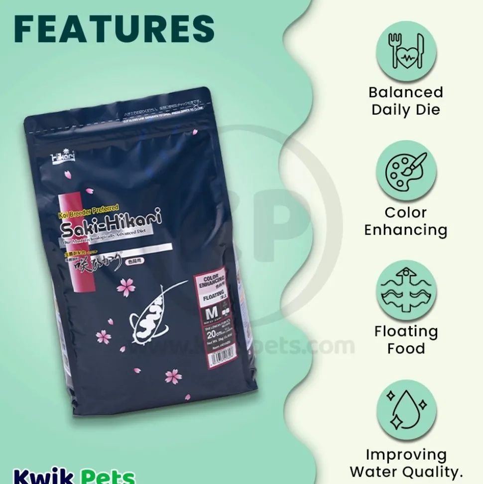 Hikari USA Saki-Hikari Color Enhancing Floating Medium Pellets Fish Food for Koi 4.4-lb