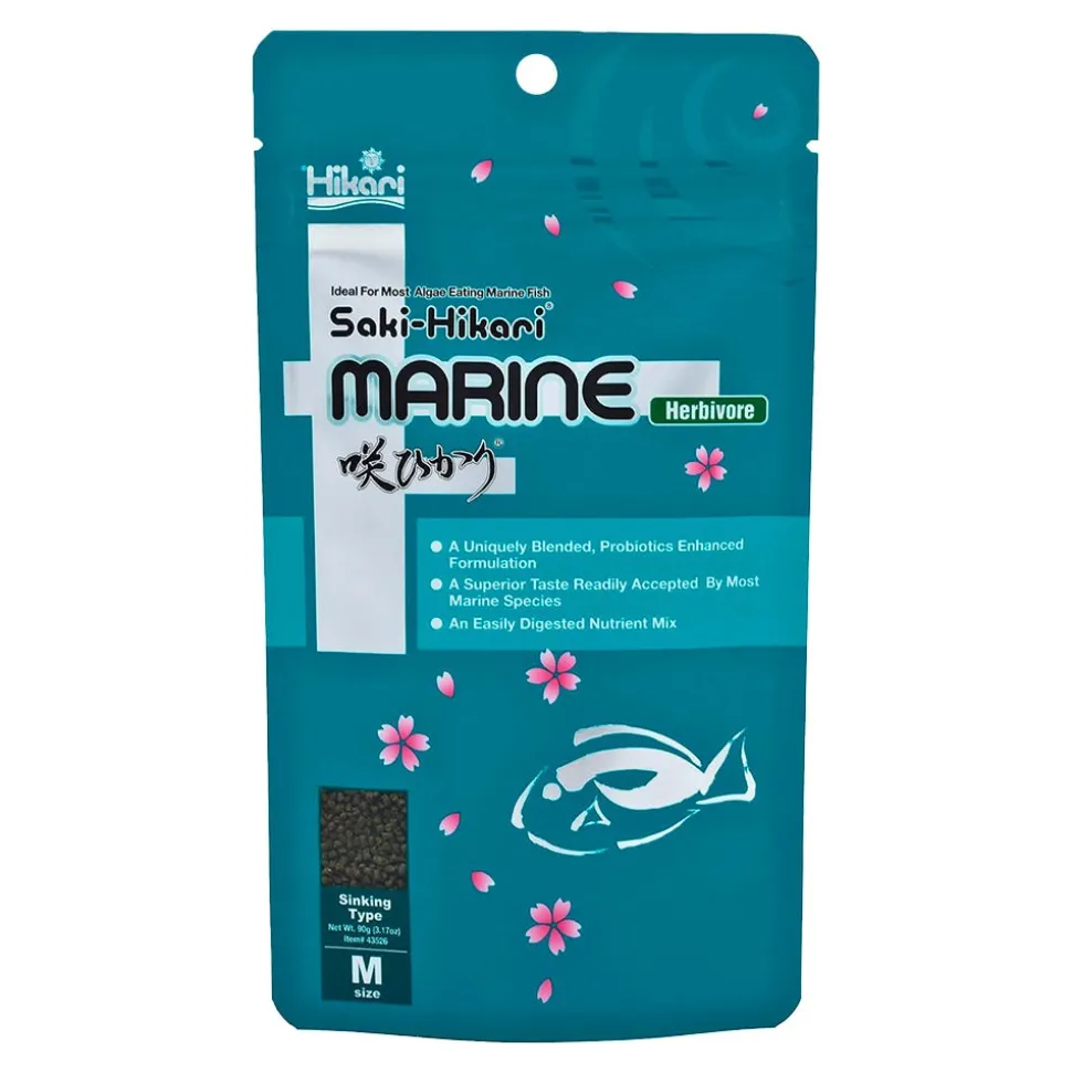 Hikari USA Saki-Hikari Marine Herbivore Sinking Medium Pellets Fish Food 3.17-oz
