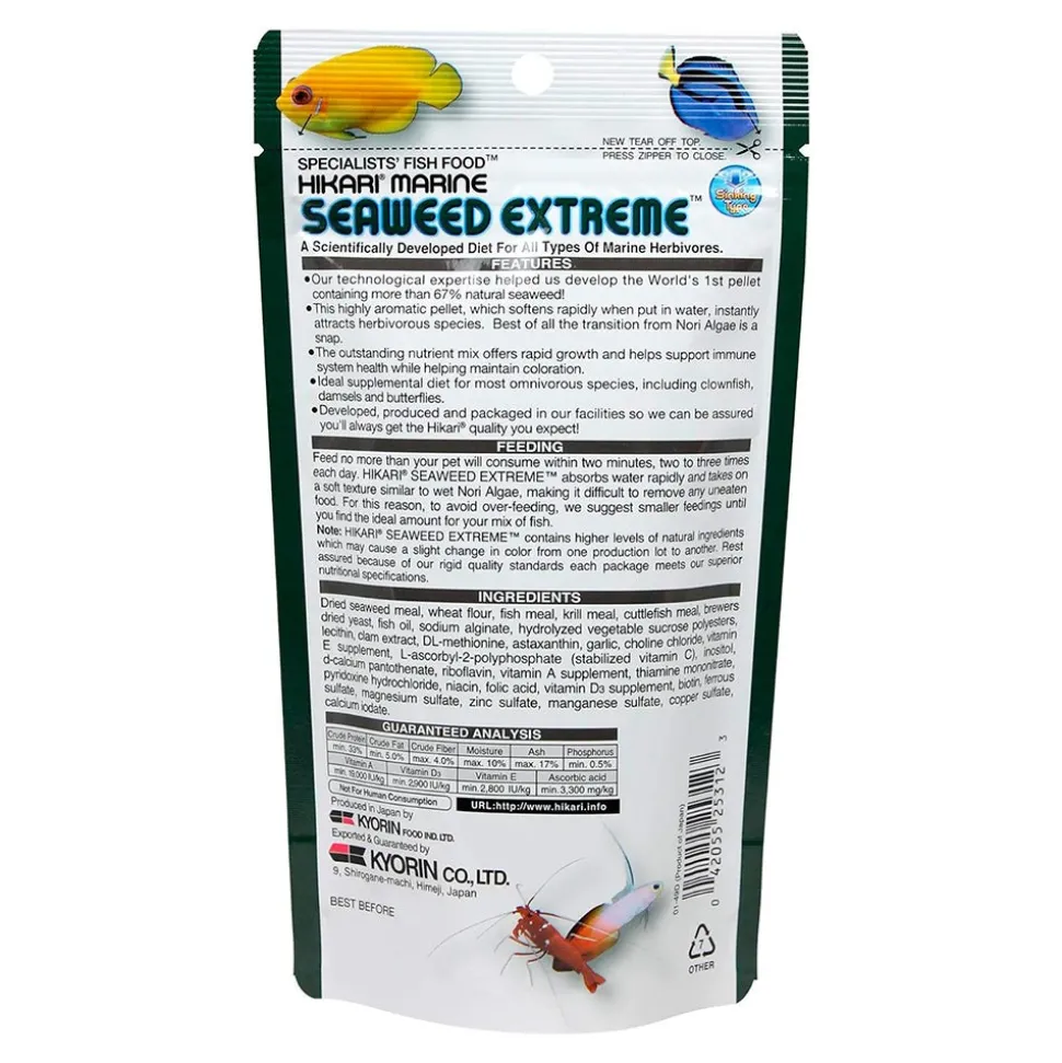 Hikari USA Seaweed Extreme Sinking Small Pellets Fish Food 3.52-oz