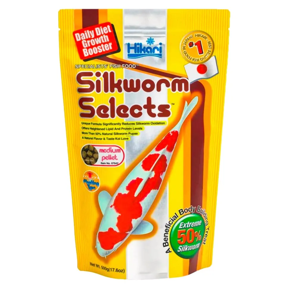 Hikari USA Silkworm Selects Color Boosting Floating Medium Pellets Fish Food for Koi 17.6-oz