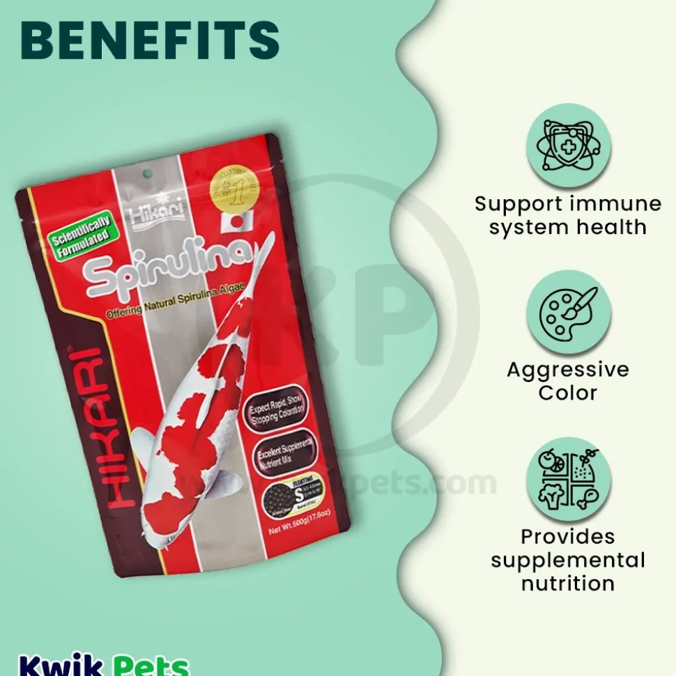 Hikari USA Spirulina Color-Enhancing Floating Mini Pellets Fish Food for Koi 17.6-oz