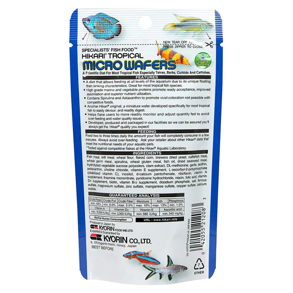 Hikari USA Tropical Slow Sinking Micro Wafers Fish Food 1.58-oz