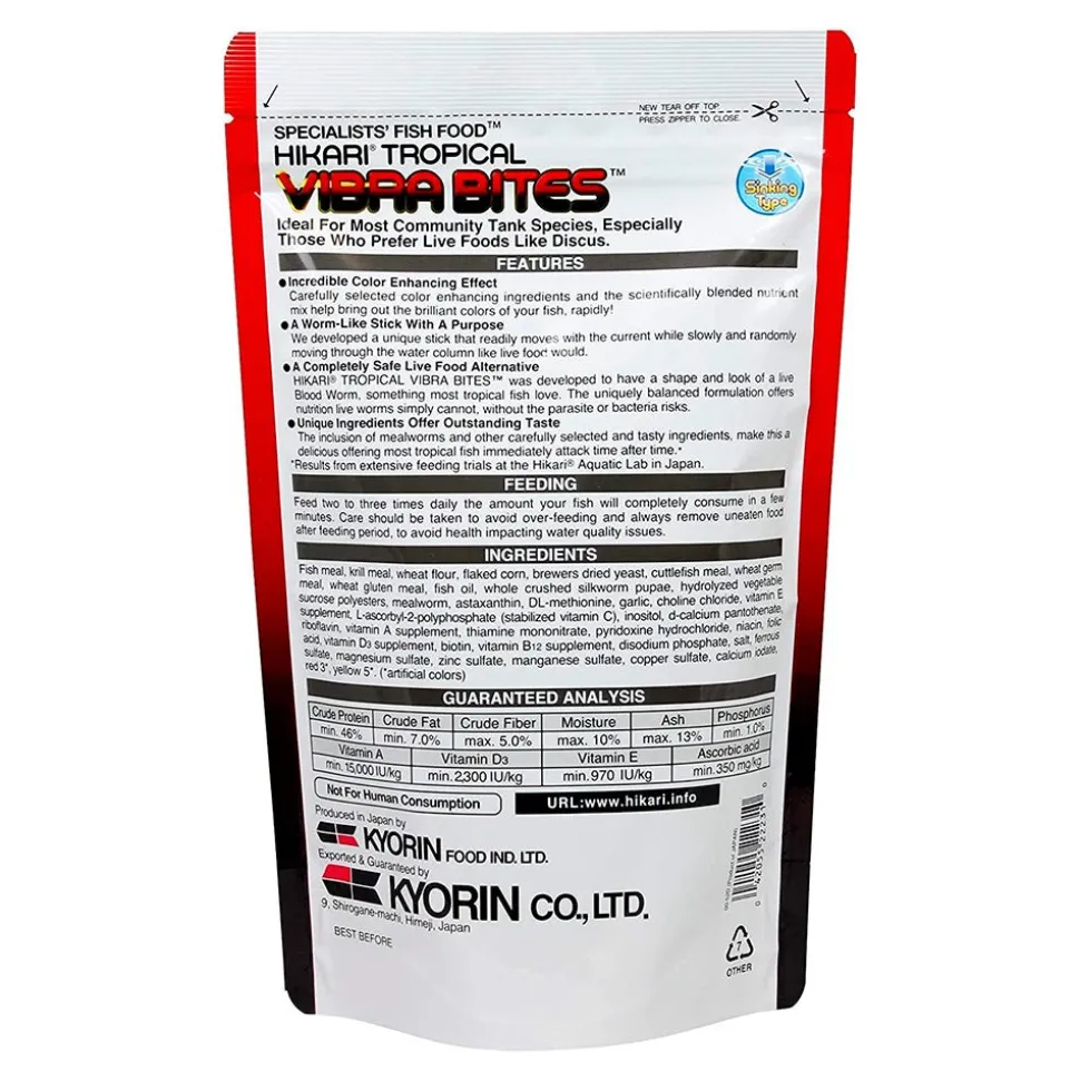 Hikari USA Vibra Bites Tropical Very Slow Sinking Fish Food 9.8-oz