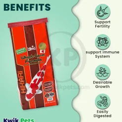 Hikari USA Wheat-Germ Floating Large Pellets Fish Food for Koi Goldfish & Other Pond Fishes 11-lb