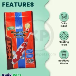Hikari USA Wheat-Germ Floating Medium Pellet Fish Food for Koi Goldfish & Other Pond Fishes 4.4-lb