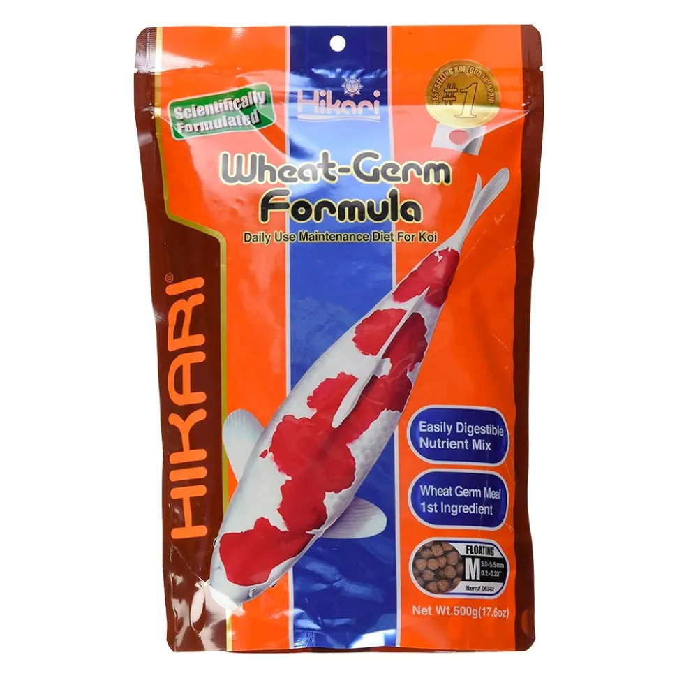 Hikari USA Wheat-Germ Floating Medium Pellet Fish Food for Koi Goldfish & Other Pond Fishes 17.6-oz