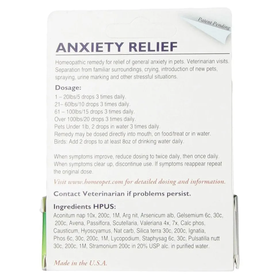 HomeoPet Anxiety Relief Calming Supplements for All Pets 15 ml