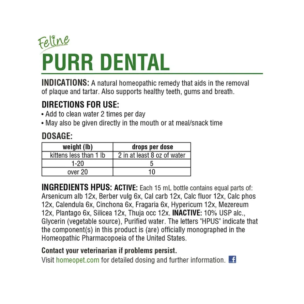 HomeoPet Feline Purr Dental Care Supplement for Cats 15 ml