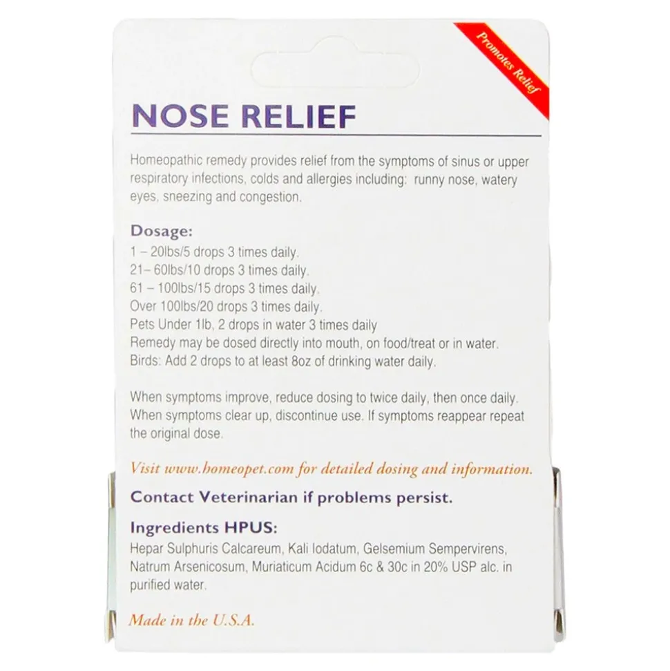 HomeoPet Nose Relief Supplement for All Pets 15 ml