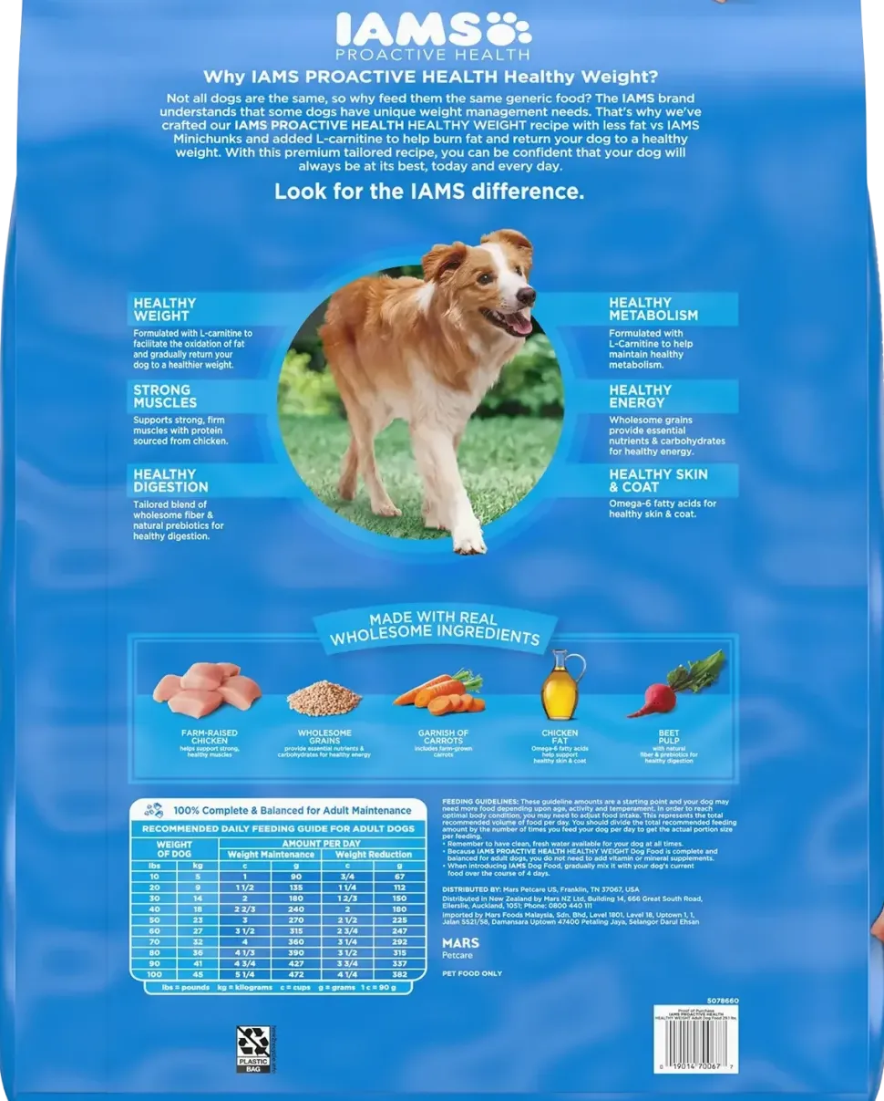 IAMS Healthy Weight Adult Dry Dog Food Chicken 29.1-lb