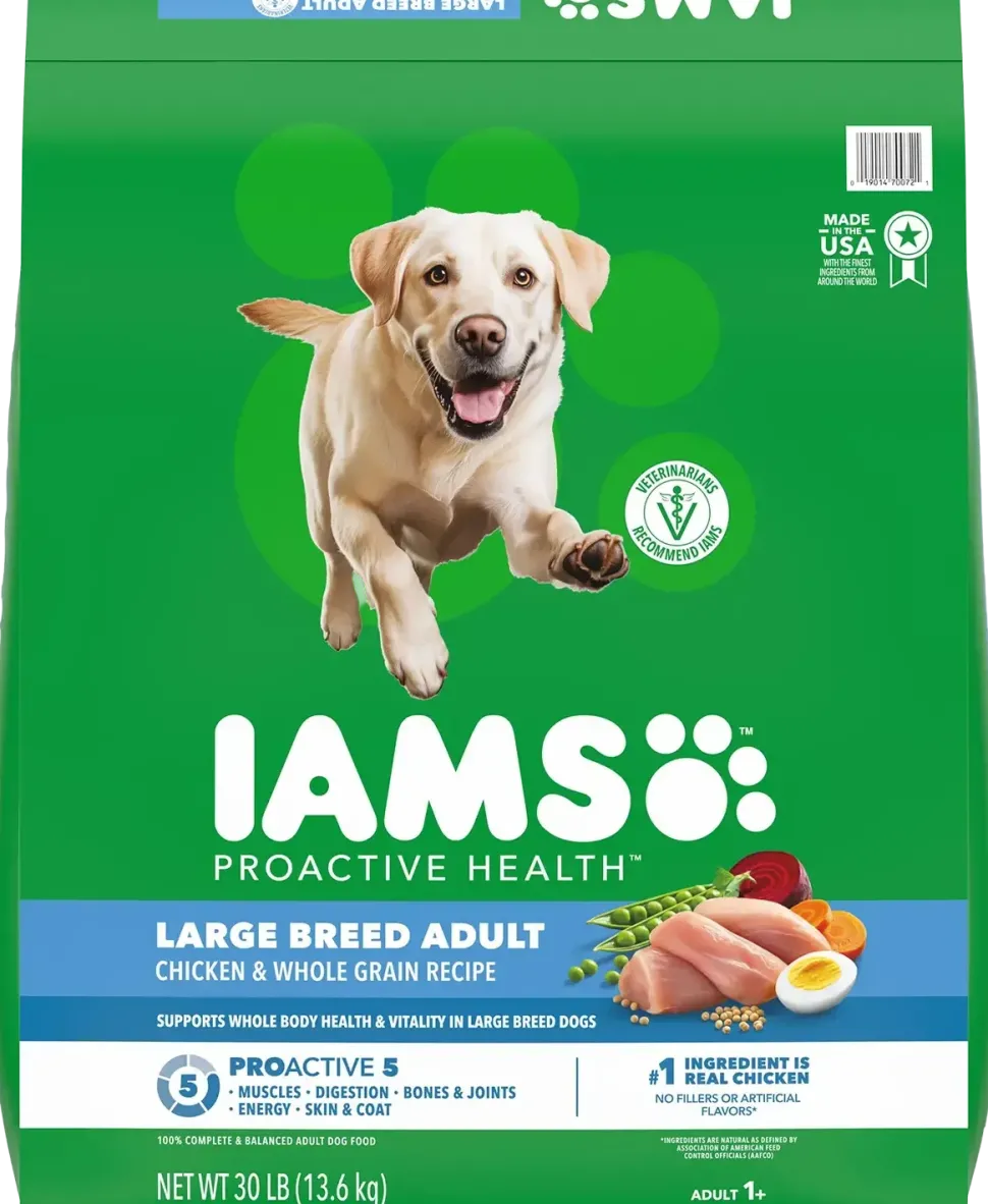 IAMS High Protein Large Breed Adult Dry Dog Food Real Chicken 30-lb
