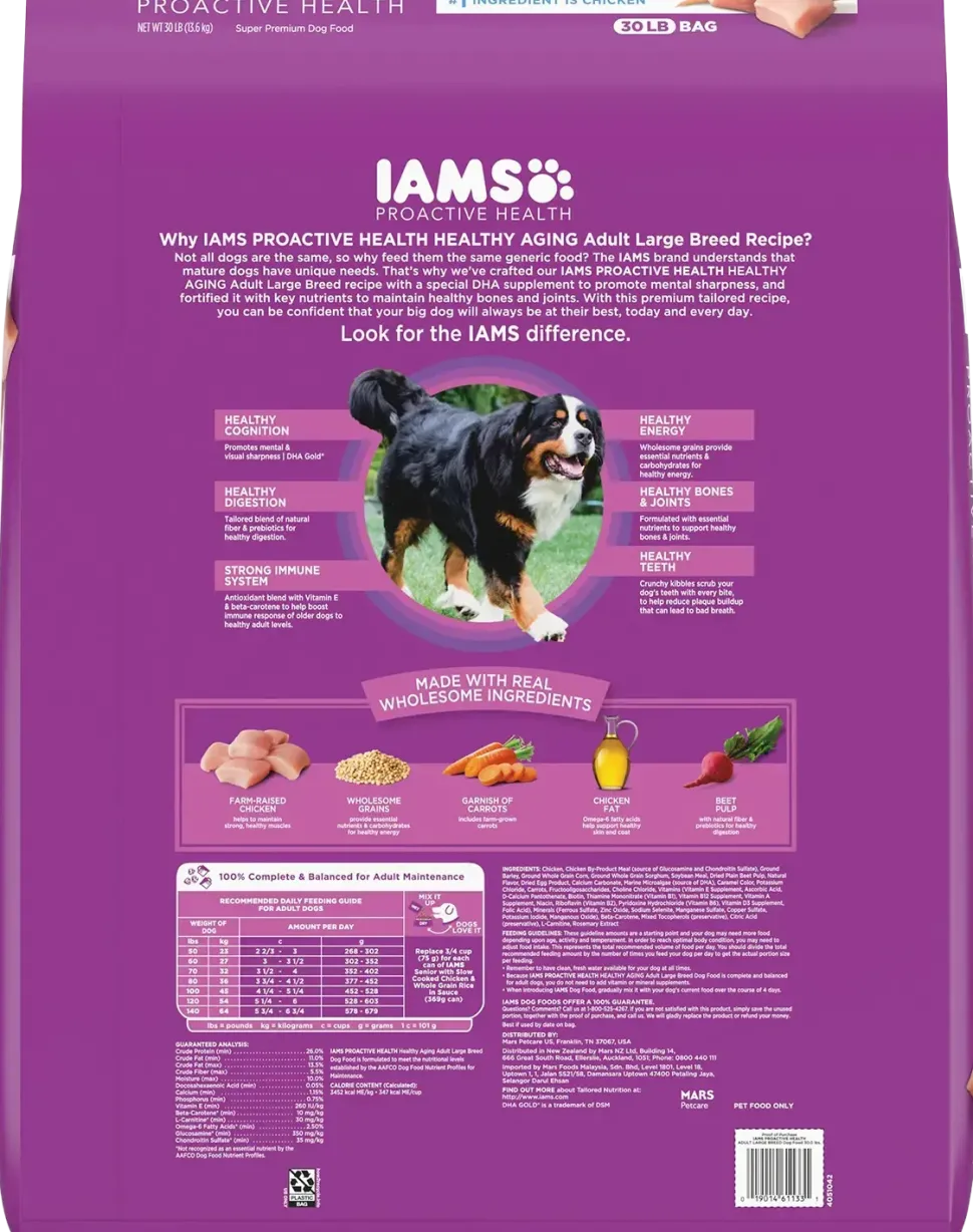 IAMS Mature Adult Large Breed Senior Dry Dog Food Chicken 30-lb