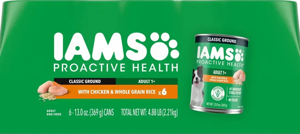 IAMS Proactive Health Adult Wet Dog Food Pate with Chicken & Rice 6 Count 13-oz