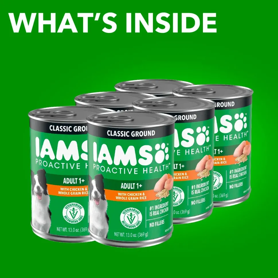 IAMS Proactive Health Adult Wet Dog Food Pate with Chicken & Rice 6 Count 13-oz