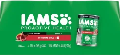 IAMS Proactive Health Adult Wet Dog Food Pate with Lamb & Rice 6 Count 13-oz
