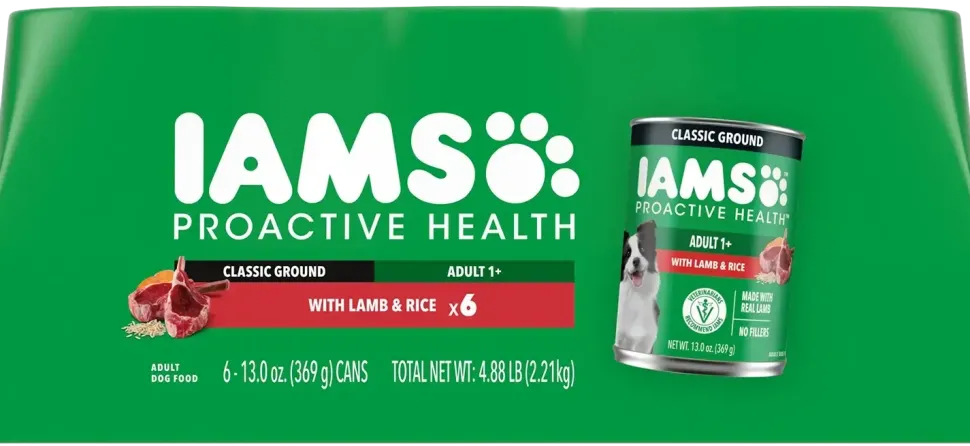 IAMS Proactive Health Adult Wet Dog Food Pate with Lamb & Rice 6 Count 13-oz