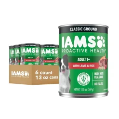 IAMS Proactive Health Adult Wet Dog Food Pate with Lamb & Rice 6 Count 13-oz