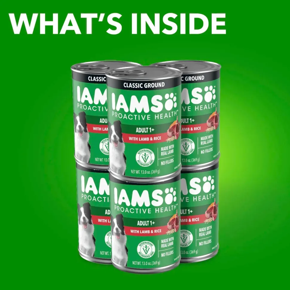 IAMS Proactive Health Adult Wet Dog Food Pate with Lamb & Rice 6 Count 13-oz