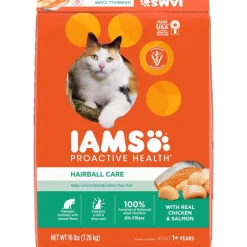 IAMS Proactive Health Hairball Care Adult Dry Cat Food Chicken & Salmon 16-lb