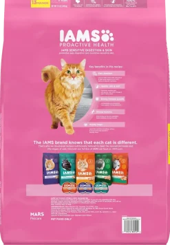 IAMS Proactive Health Sensitive Digestion & Skin Adult Dry Cat Food Turkey 13-lb