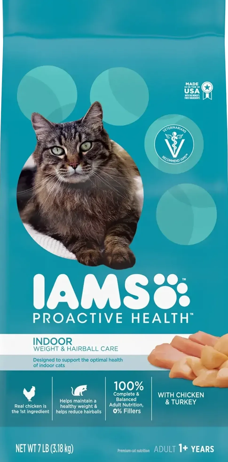 IAMS Proactive Health Weight Control & Hairball Care Indoor Adult Dry Cat Food Chicken & Turkey 7-lb