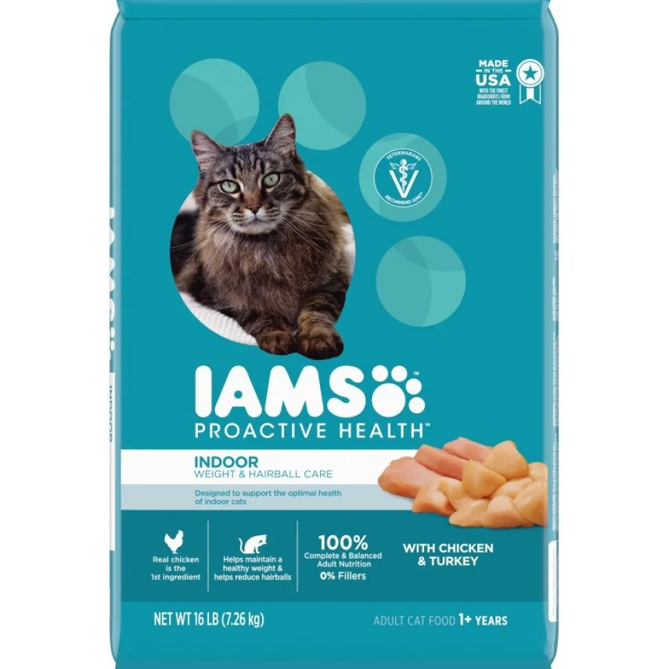 IAMS Proactive Health Weight Control & Hairball Care Indoor Adult Dry Cat Food Chicken & Turkey 16-lb